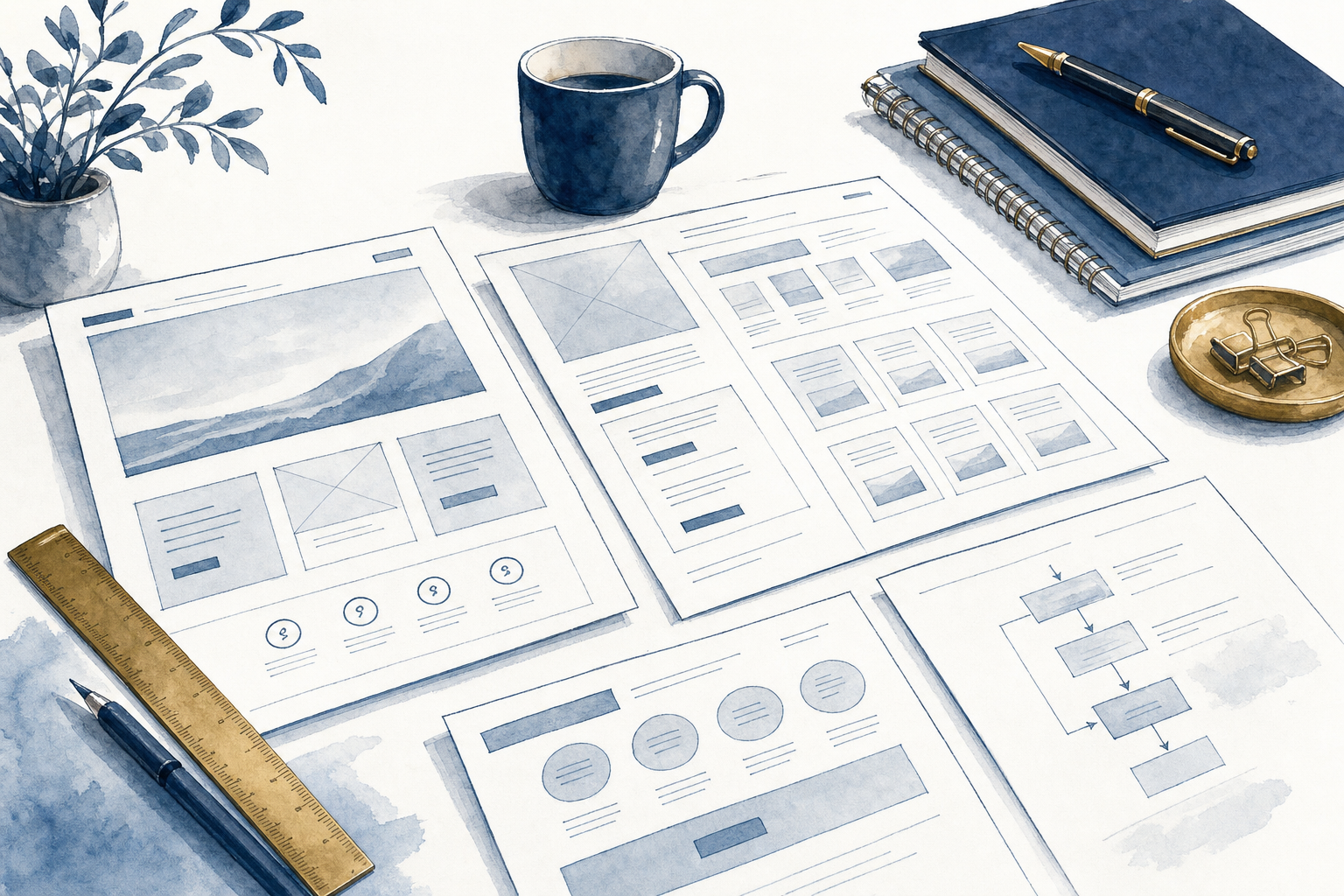 Hand-drawn illustration of an investor website and credibility system