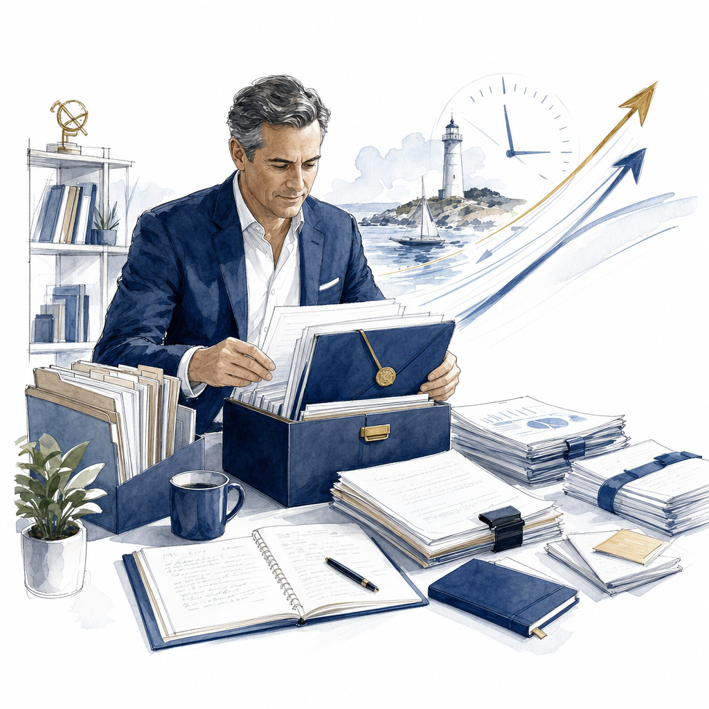 Hand-drawn illustration of a sale-preparation guide